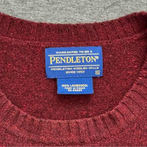 Pendleton Men's Chief Joseph Burgundy Southwestern LambswoolPullover Sweater XL - Picture 5 of 8